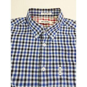 Ben Sherman Medium Mens Blue Balck Check Button Down The House Of Gingham Shirt